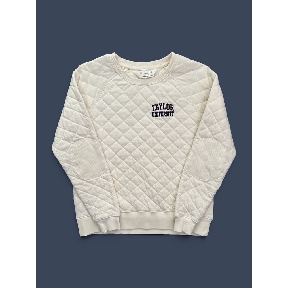 Boxercraft Taylor University Sweatshirt Small Cream Quilted Pullover Preppy